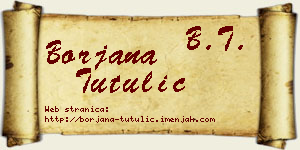 Borjana Tutulić vizit kartica